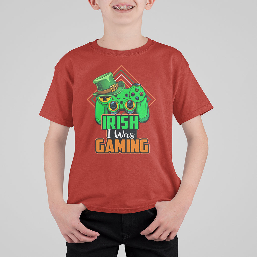 St. Patrick's Day T Shirt For Kid Irish I Was Gaming Funny Lucky Shamrocks Gamer TS09 Red Printyourwear