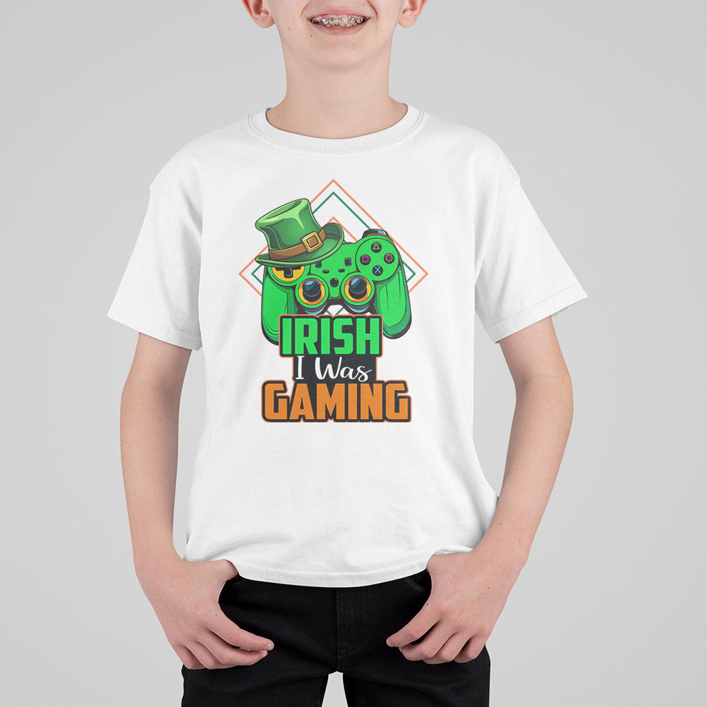 St. Patrick's Day T Shirt For Kid Irish I Was Gaming Funny Lucky Shamrocks Gamer TS09 White Printyourwear