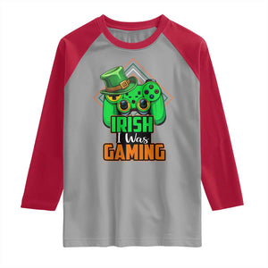 St Patrick's Day Raglan Shirt Irish I Was Gaming Funny Lucky Shamrocks Gamer TS09 Sport Gray Red Print Your Wear