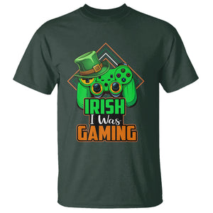 St. Patrick's Day T Shirt Irish I Was Gaming Funny Lucky Shamrocks Gamer TS09 Dark Forest Green Printyourwear