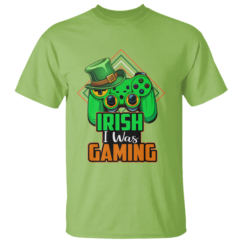 St. Patrick's Day T Shirt Irish I Was Gaming Funny Lucky Shamrocks Gamer TS09 Lime Printyourwear