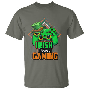 St. Patrick's Day T Shirt Irish I Was Gaming Funny Lucky Shamrocks Gamer TS09 Military Green Printyourwear