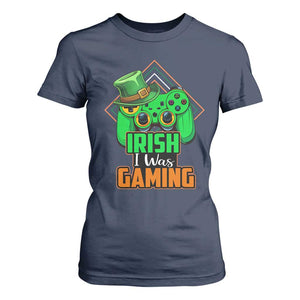 St Patrick's Day T Shirt For Women Irish I Was Gaming Funny Lucky Shamrocks Gamer TS09 Navy Print Your Wear