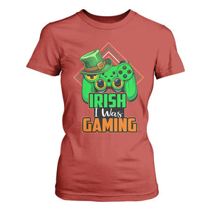 St Patrick's Day T Shirt For Women Irish I Was Gaming Funny Lucky Shamrocks Gamer TS09 Red Print Your Wear