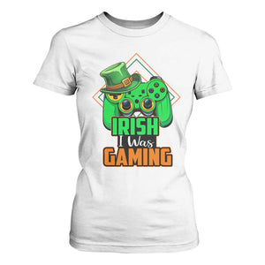 St Patrick's Day T Shirt For Women Irish I Was Gaming Funny Lucky Shamrocks Gamer TS09 White Print Your Wear
