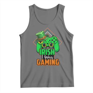 St Patrick's Day Tank Top Irish I Was Gaming Funny Lucky Shamrocks Gamer TS09 Black Heather Print Your Wear