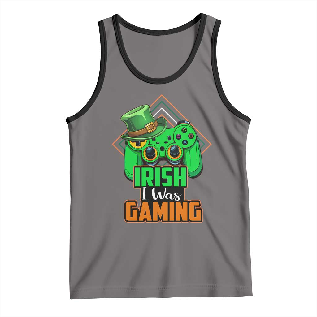 St Patrick's Day Tank Top Irish I Was Gaming Funny Lucky Shamrocks Gamer TS09 Deep Heather Black Print Your Wear