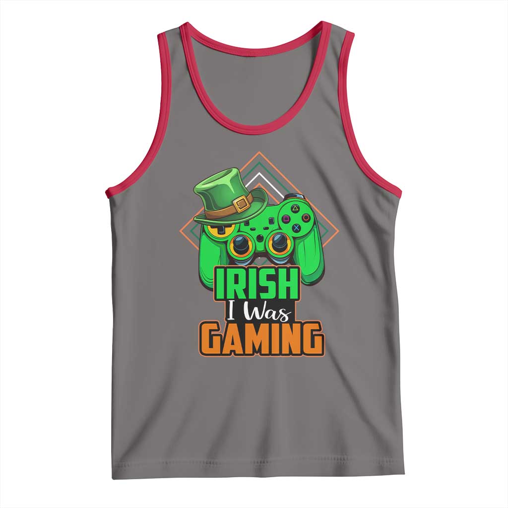 St Patrick's Day Tank Top Irish I Was Gaming Funny Lucky Shamrocks Gamer TS09 Deep Heather Red Print Your Wear