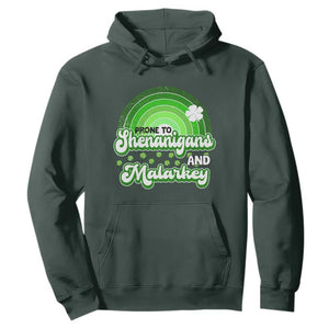 Funny St Patrick's Day Hoodie Prone To Shenanigans And Malarkey TS09 Dark Forest Green Print Your Wear