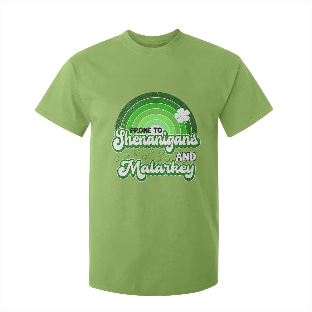 Funny St Patrick's Day T Shirt For Kid Prone To Shenanigans And Malarkey TS09 Lime Print Your Wear