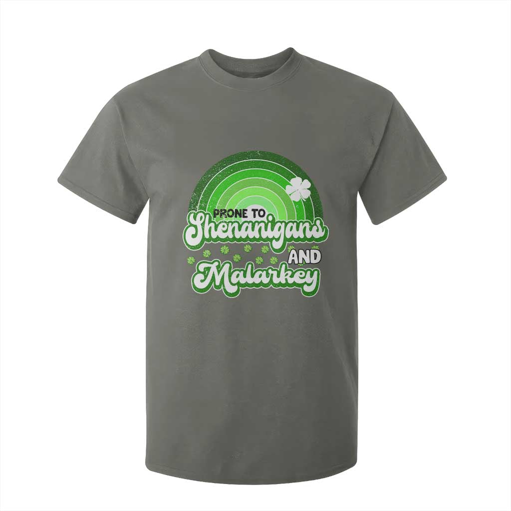 Funny St Patrick's Day T Shirt For Kid Prone To Shenanigans And Malarkey TS09 Military Green Print Your Wear