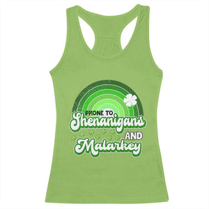 Funny St Patrick's Day Racerback Tank Top Prone To Shenanigans And Malarkey TS09 Lime Print Your Wear