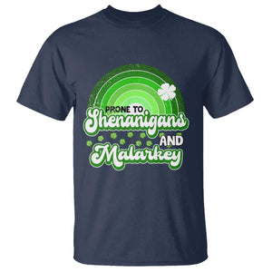Funny St Patrick's Day T Shirt Prone To Shenanigans And Malarkey TS09 Navy Print Your Wear