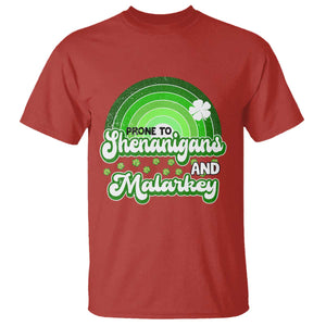 Funny St Patrick's Day T Shirt Prone To Shenanigans And Malarkey TS09 Red Print Your Wear