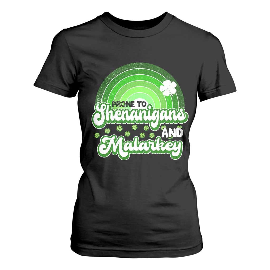 Funny St Patrick's Day T Shirt For Women Prone To Shenanigans And Malarkey TS09 Black Print Your Wear