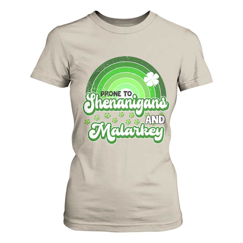 Funny St Patrick's Day T Shirt For Women Prone To Shenanigans And Malarkey TS09 Sand Print Your Wear