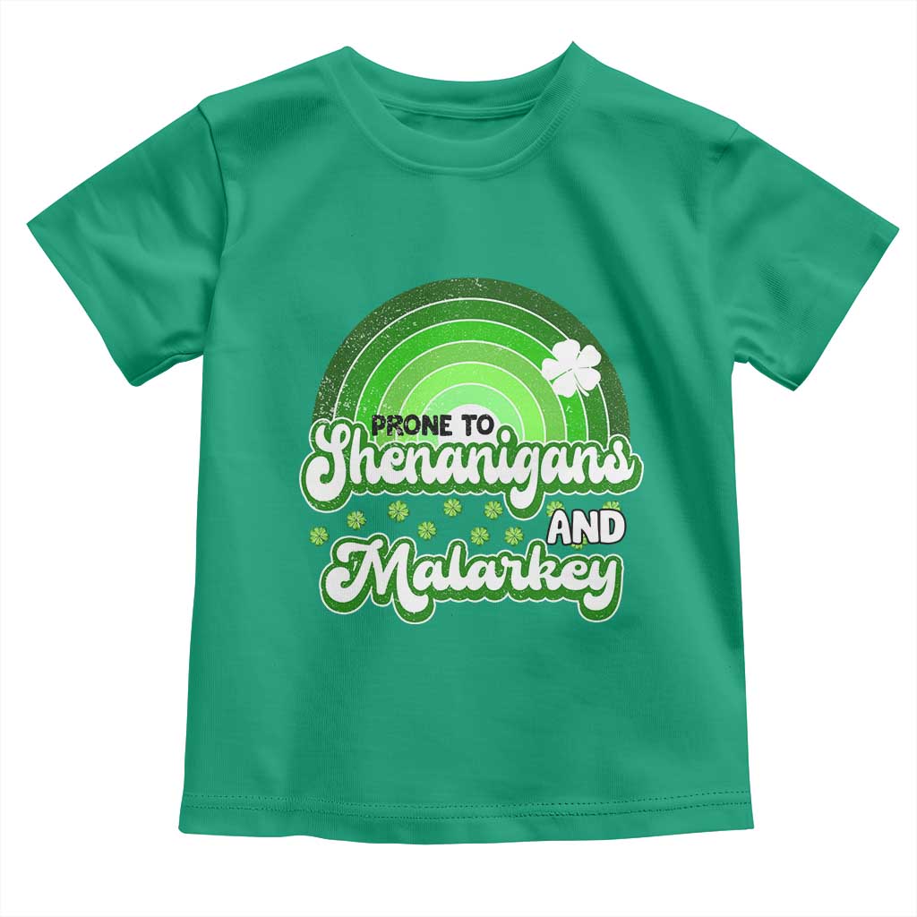 Funny St Patrick's Day Toddler T Shirt Prone To Shenanigans And Malarkey TS09 Irish Green Print Your Wear