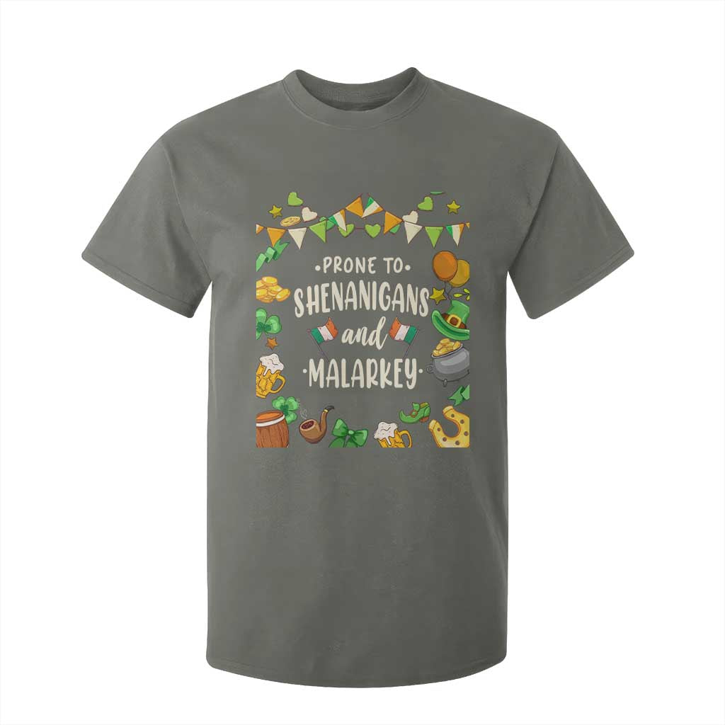 St Patrick's Day T Shirt For Kid Funny Prone To Shenanigans And Malarkey TS09 Military Green Print Your Wear