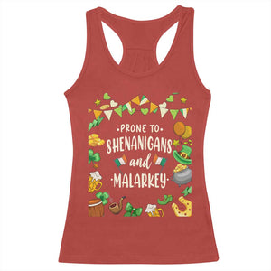 St Patrick's Day Racerback Tank Top Funny Prone To Shenanigans And Malarkey TS09 Red Print Your Wear