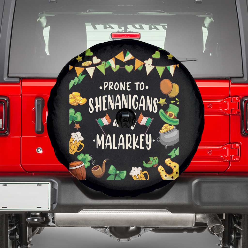 St Patrick's Day Spare Tire Cover Funny Prone To Shenanigans And Malarkey TS09 Black Print Your Wear