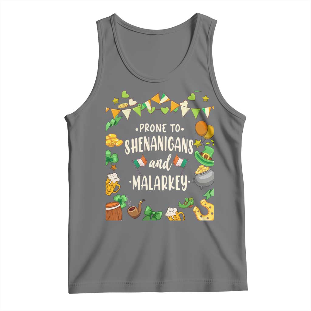 St Patrick's Day Tank Top Funny Prone To Shenanigans And Malarkey TS09 Black Heather Print Your Wear