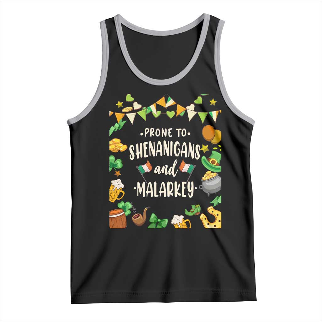 St Patrick's Day Tank Top Funny Prone To Shenanigans And Malarkey TS09 Black Athletic Heather Print Your Wear