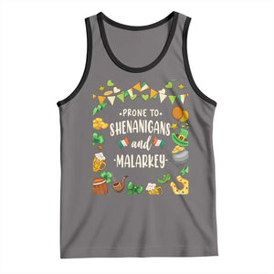 St Patrick's Day Tank Top Funny Prone To Shenanigans And Malarkey TS09 Deep Heather Black Print Your Wear