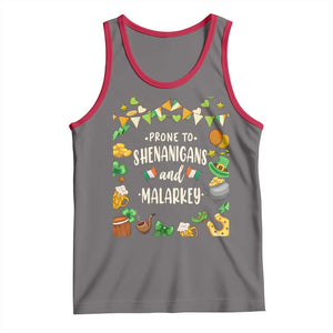 St Patrick's Day Tank Top Funny Prone To Shenanigans And Malarkey TS09 Deep Heather Red Print Your Wear