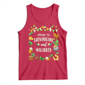 St Patrick's Day Tank Top Funny Prone To Shenanigans And Malarkey TS09 Red Print Your Wear