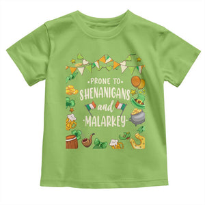 St Patrick's Day Toddler T Shirt Funny Prone To Shenanigans And Malarkey TS09 Lime Print Your Wear