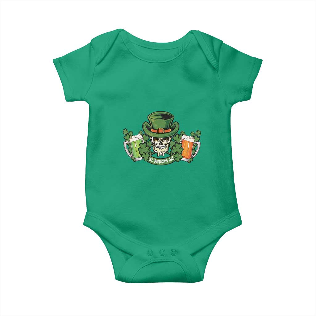 St Patrick's Day Baby Onesie Irish Beer Funny Skeleton Drinking TS09 Irish Green Print Your Wear
