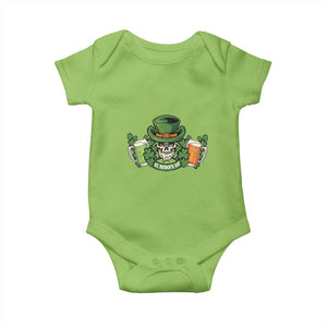 St Patrick's Day Baby Onesie Irish Beer Funny Skeleton Drinking TS09 Lime Print Your Wear