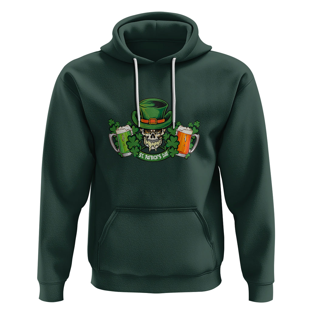 St. Patrick's Day Hoodie Irish Beer Funny Skeleton Drinking TS09 Dark Forest Green Printyourwear