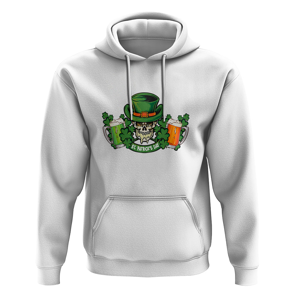 St. Patrick's Day Hoodie Irish Beer Funny Skeleton Drinking TS09 White Printyourwear