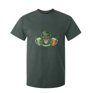 St Patrick's Day T Shirt For Kid Irish Beer Funny Skeleton Drinking TS09 Dark Forest Green Print Your Wear