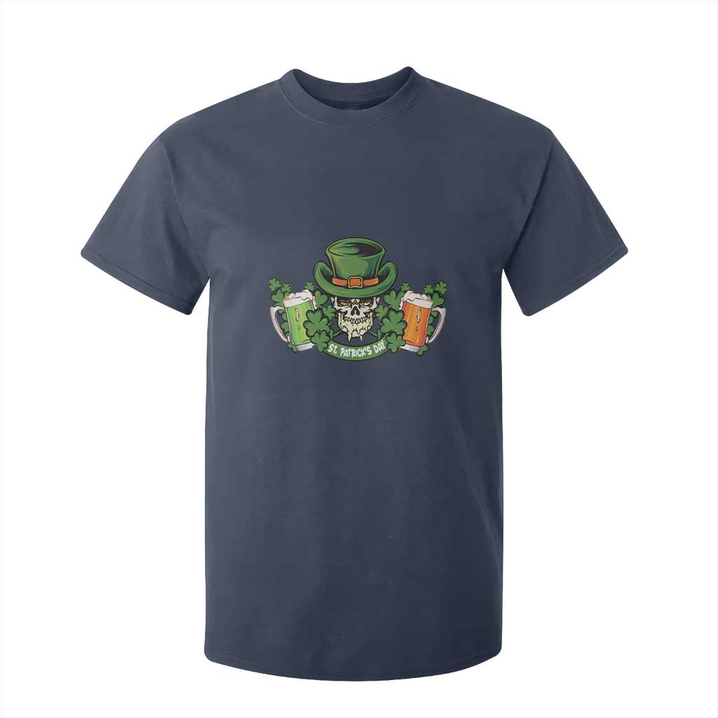 St Patrick's Day T Shirt For Kid Irish Beer Funny Skeleton Drinking TS09 Navy Print Your Wear