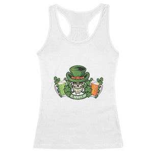 St Patrick's Day Racerback Tank Top Irish Beer Funny Skeleton Drinking TS09 White Print Your Wear