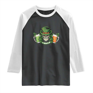 St Patrick's Day Raglan Shirt Irish Beer Funny Skeleton Drinking TS09 Black White Print Your Wear