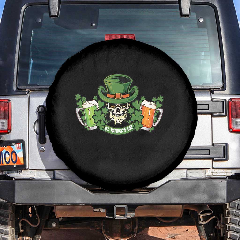 St Patrick's Day Spare Tire Cover Irish Beer Funny Skeleton Drinking TS09 No hole Black Print Your Wear