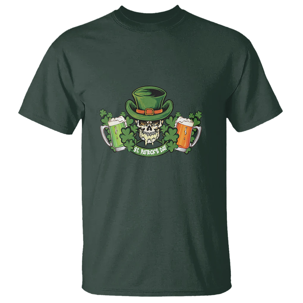 St. Patrick's Day T Shirt Irish Beer Funny Skeleton Drinking TS09 Dark Forest Green Printyourwear
