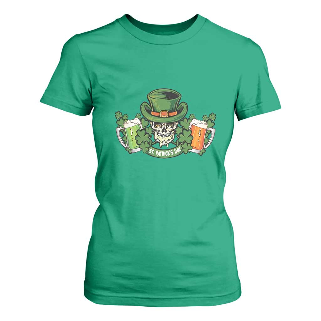 St Patrick's Day T Shirt For Women Irish Beer Funny Skeleton Drinking TS09 Irish Green Print Your Wear