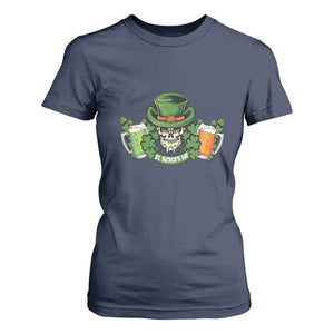 St Patrick's Day T Shirt For Women Irish Beer Funny Skeleton Drinking TS09 Navy Print Your Wear