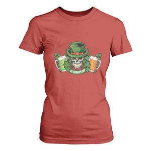 St Patrick's Day T Shirt For Women Irish Beer Funny Skeleton Drinking TS09 Red Print Your Wear