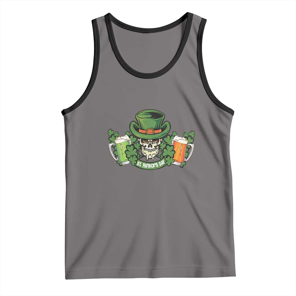 St Patrick's Day Tank Top Irish Beer Funny Skeleton Drinking TS09 Deep Heather Black Print Your Wear