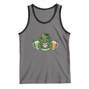 St Patrick's Day Tank Top Irish Beer Funny Skeleton Drinking TS09 Deep Heather Black Print Your Wear