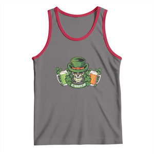 St Patrick's Day Tank Top Irish Beer Funny Skeleton Drinking TS09 Deep Heather Red Print Your Wear