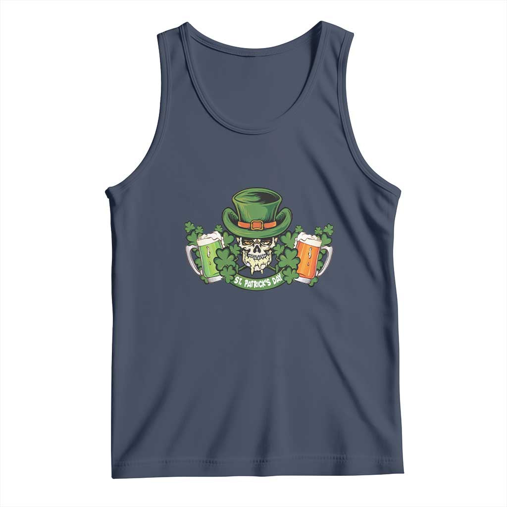 St Patrick's Day Tank Top Irish Beer Funny Skeleton Drinking TS09 Navy Print Your Wear
