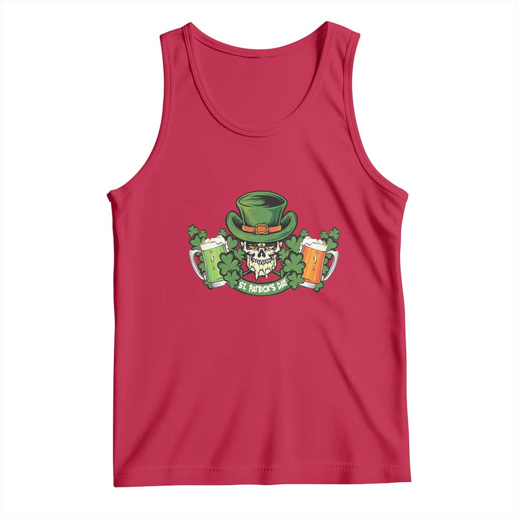 St Patrick's Day Tank Top Irish Beer Funny Skeleton Drinking TS09 Red Print Your Wear
