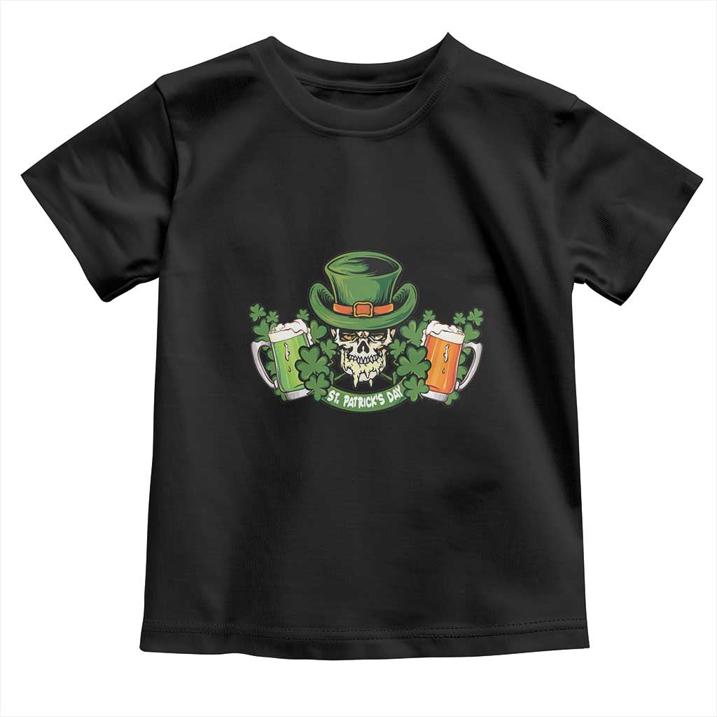 St Patrick's Day Toddler T Shirt Irish Beer Funny Skeleton Drinking TS09 Black Print Your Wear