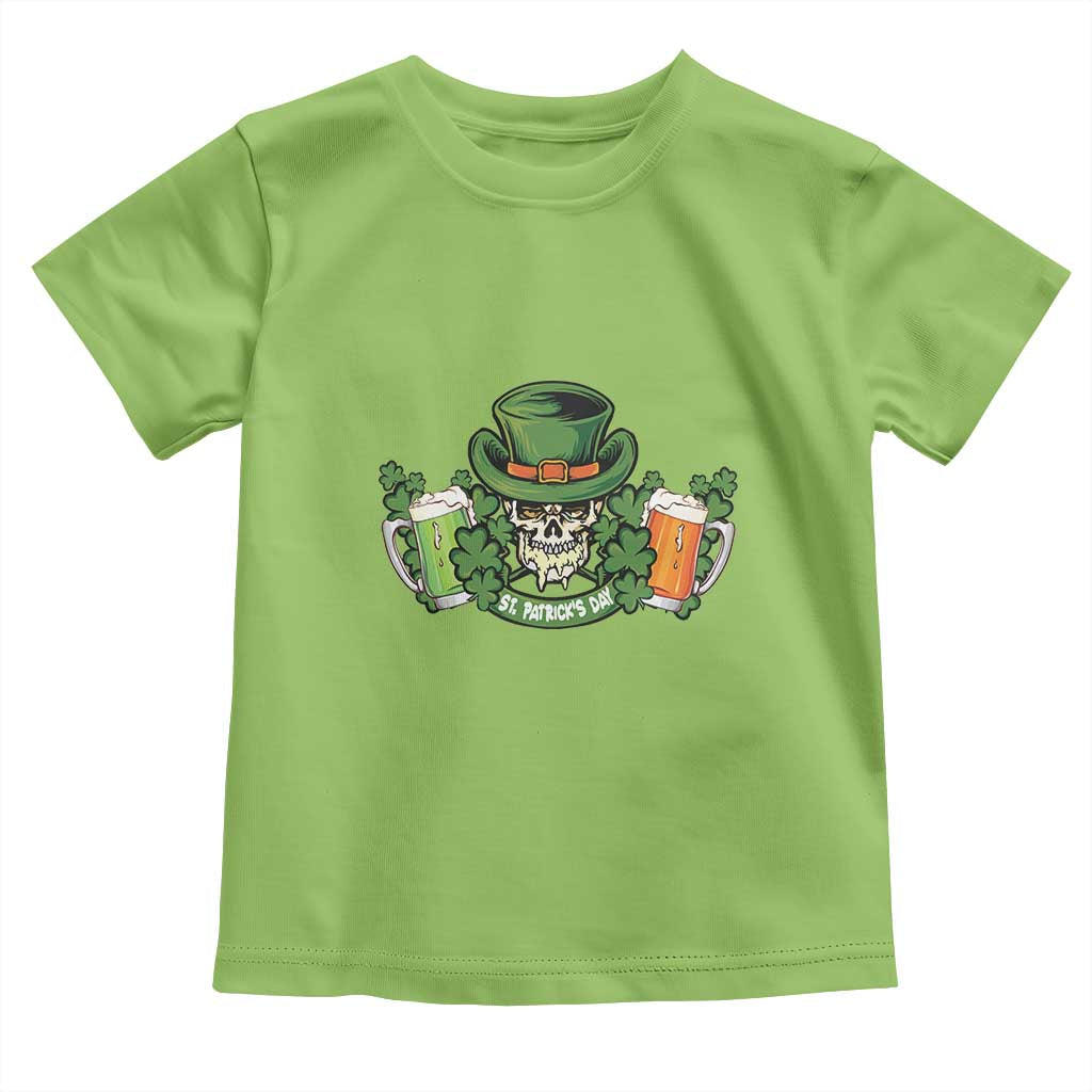 St Patrick's Day Toddler T Shirt Irish Beer Funny Skeleton Drinking TS09 Lime Print Your Wear